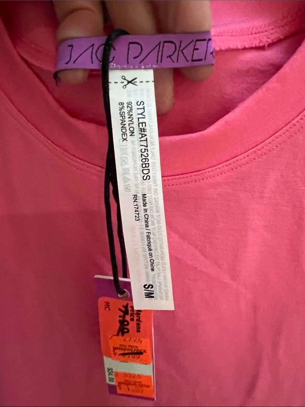 Sleeveless Hot Pink women’s Bodysuit - Classic Crew Neck size S/M
